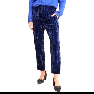 Anthropologie Tina Jo blue velvet  trouser size M New.